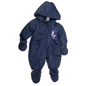 Disney Store Baby Snowsuit 12mo Vintage '99 Navy Embroidered Minnie Mouse